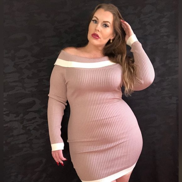 NWT Mauve and White Fashion Dress Large - Picture 5 of 6